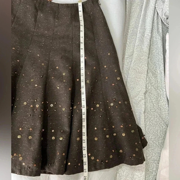 COLD WATER CREEK SKIRT BROWN WOOL TWEED ALINE MID LENGTH PLEATED SIZE 4 - Picture 11 of 13